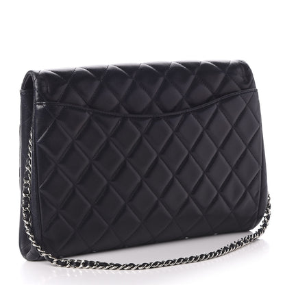 Chanel Lambskin Quilted Clutch With Chain Flap Navy 3 of 11