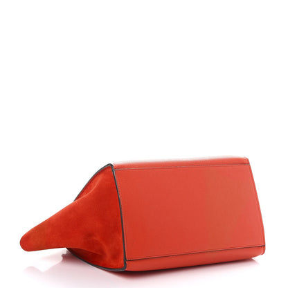 Celine Drummed Calfskin Suede Medium Trapeze Vermillion 5 of 8