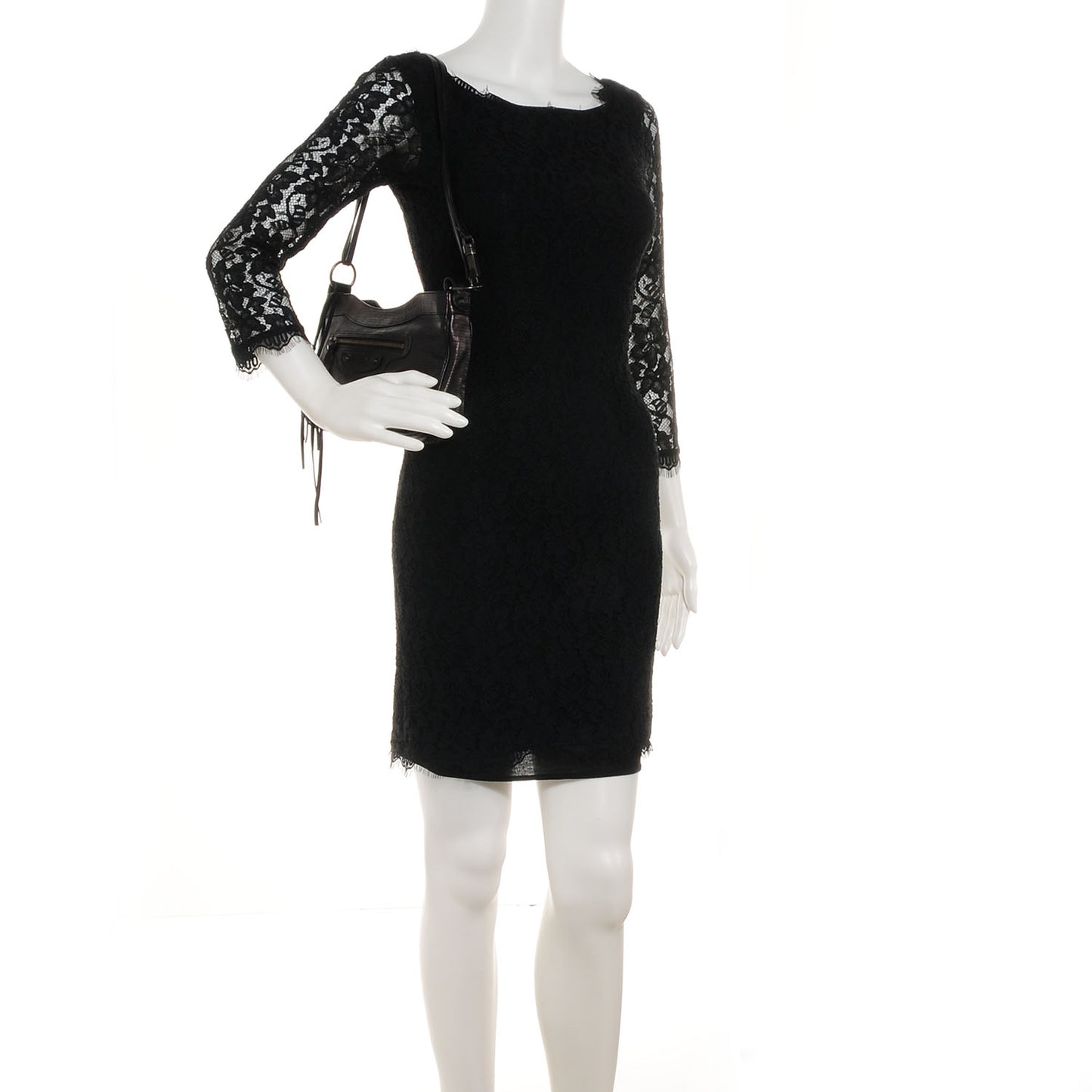 Agneau Lizard Embossed Classic Hardware Hip Black