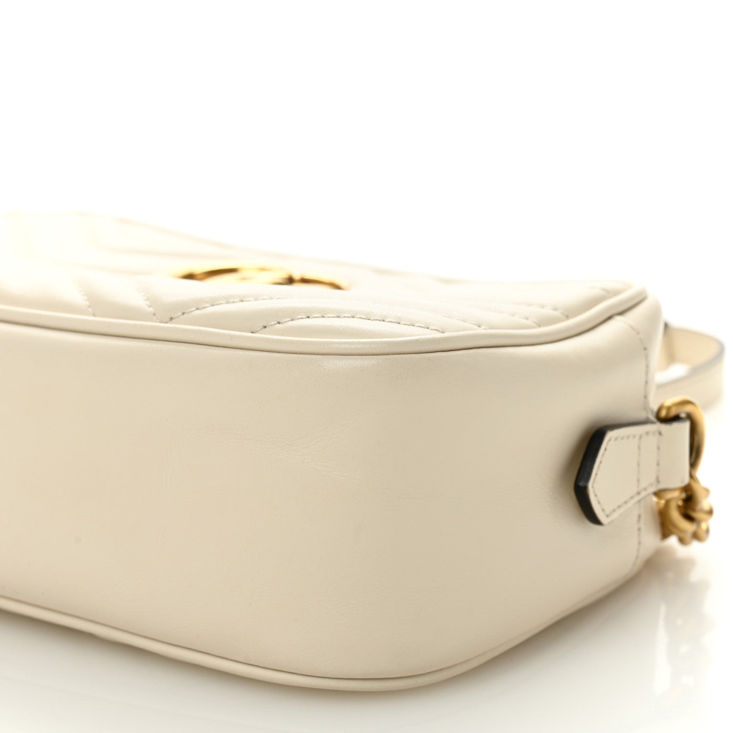 Gucci Calfskin Matelasse Small GG Marmont Chain Shoulder Bag White 10 of 11