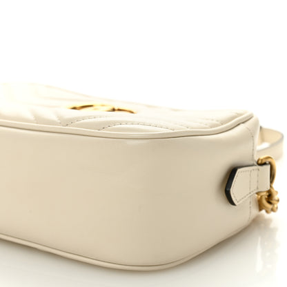 Gucci Calfskin Matelasse Small GG Marmont Chain Shoulder Bag White 10 of 11