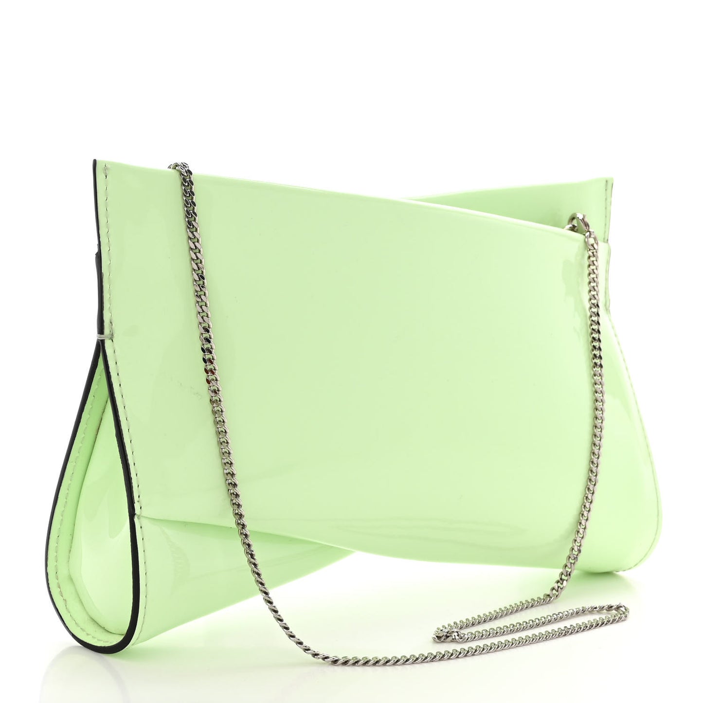 Patent Small Loubi Twist Zip Chain Clutch Bag Studio Green