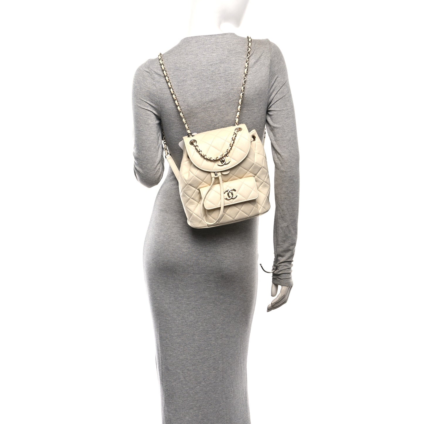 Caviar Quilted Backpack Bag White