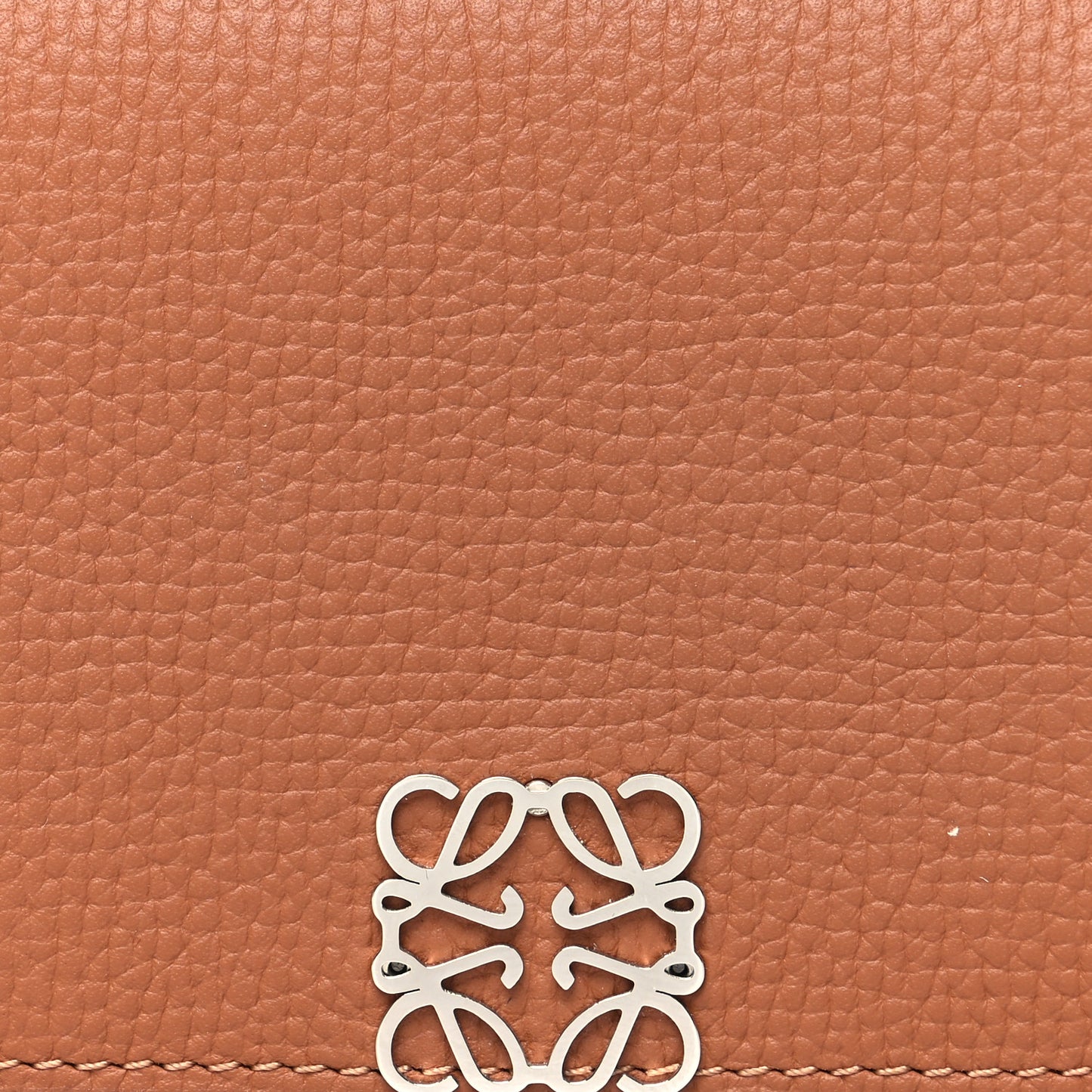 Grained Calfskin Anagram Trifold Wallet Tan
