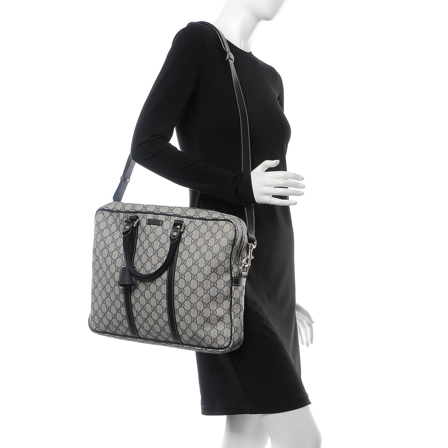 GG Plus Monogram Medium Briefcase Navy