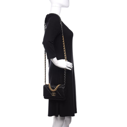Chanel Lambskin Quilted 19 Wallet On Chain WOC Black 2 of 11