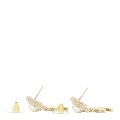 Chanel Crystal Pearl Bow-tiful CC Drop Earrings Gold 3 of 5