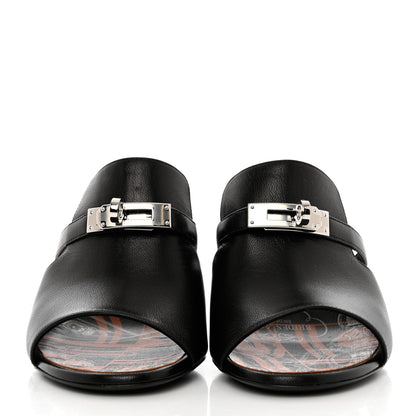 Hermes Goatskin Cute Sandals 38.5 Black 2 of 9