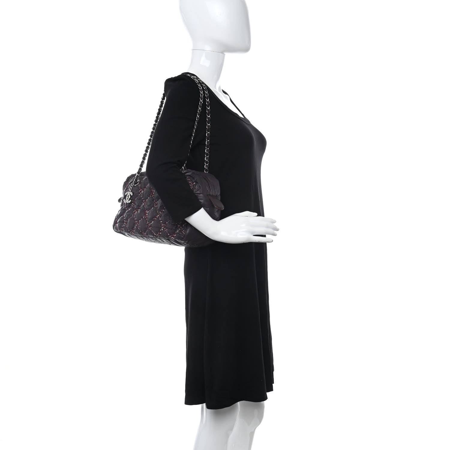 Chanel Nylon Quilted Tweed Stitch Bubble Camera Case Purple 2 of 12