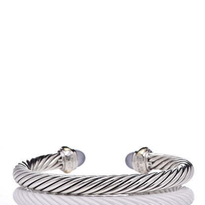 David Yurman Sterling Silver 14K Yellow Gold Chalcedony 7mm Cable Classics Bracelet 3 of 5
