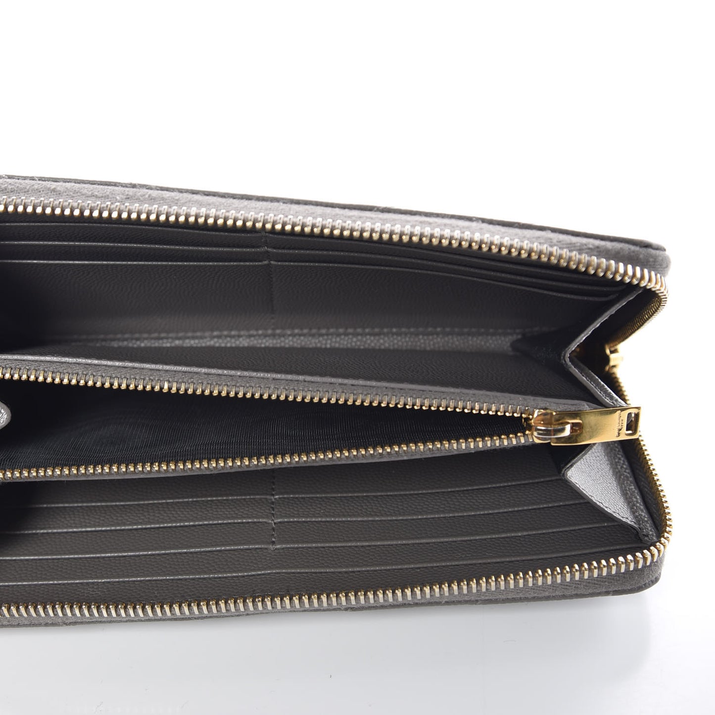 Grain De Poudre Matelasse Chevron Monogram Zip Around Wallet Dark Anthracite