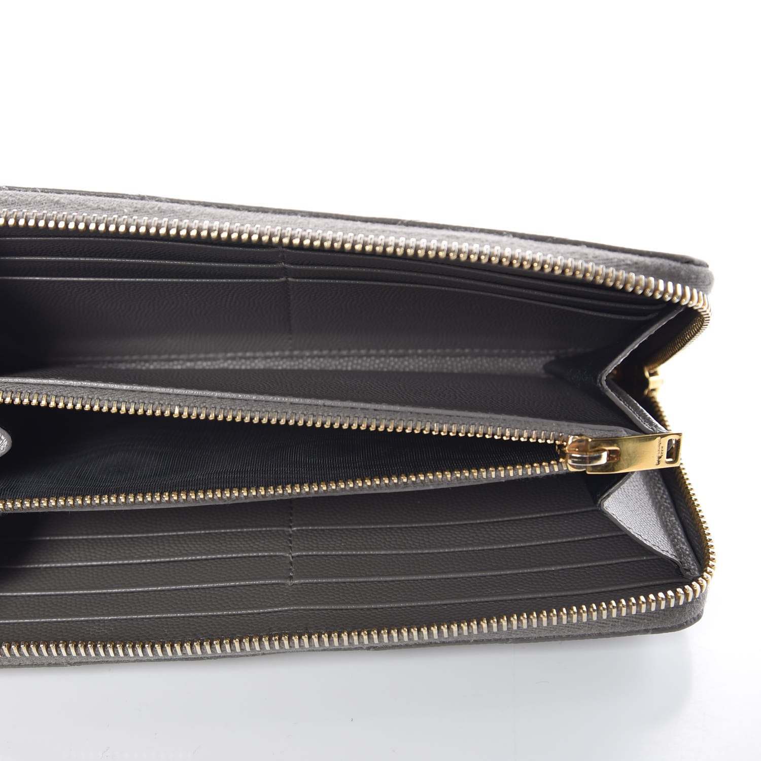 Saint Laurent Grain De Poudre Matelasse Chevron Monogram Zip Around Wallet Dark Anthracite 5 of 11
