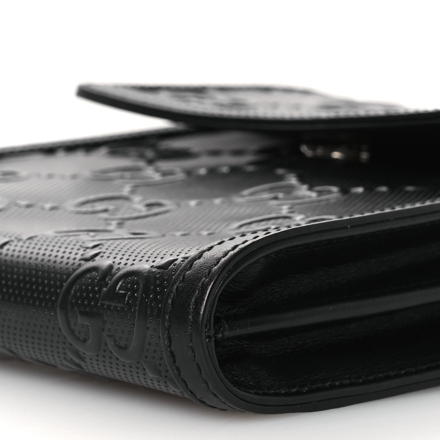 Calfskin GG Tennis Embossed Messenger Bag Black