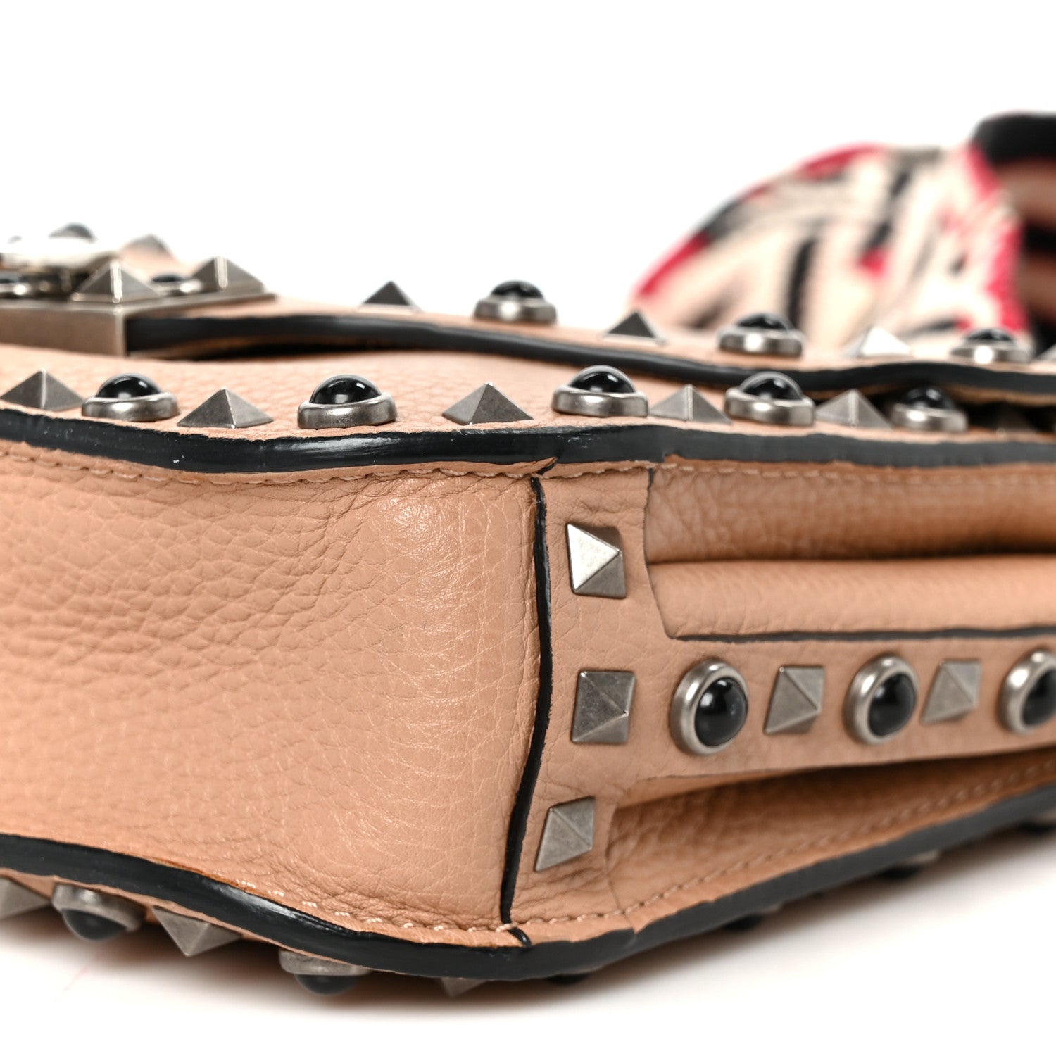 Valentino Garavani Grained Calfskin Onyx Guitar Strap Rockstud Rolling Shoulder Flap Messenger Bag Soft Noisette 10 of 10