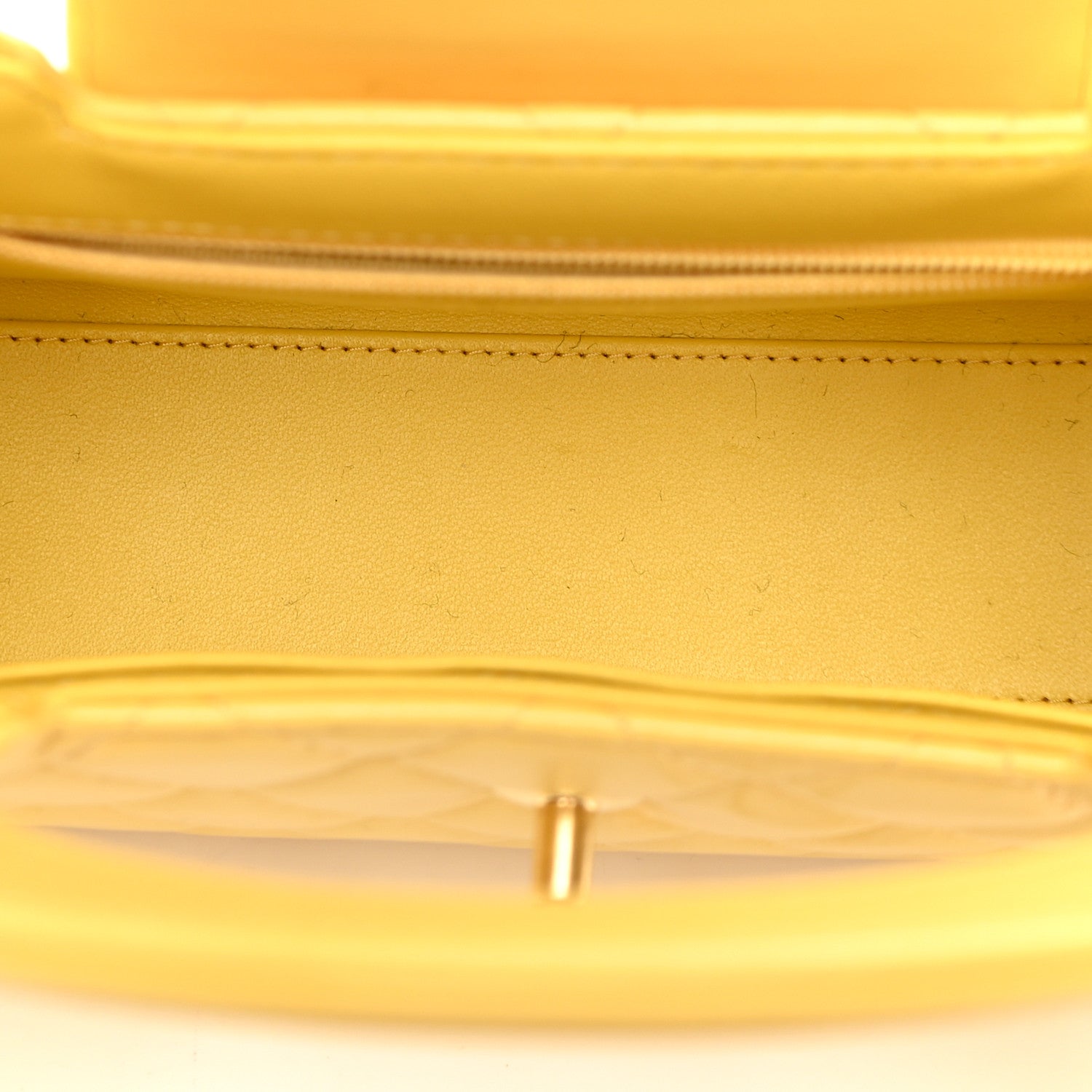 Chanel Shiny Aged Calfskin Quilted Nano Kelly Shopper Light Yellow 5 of 10