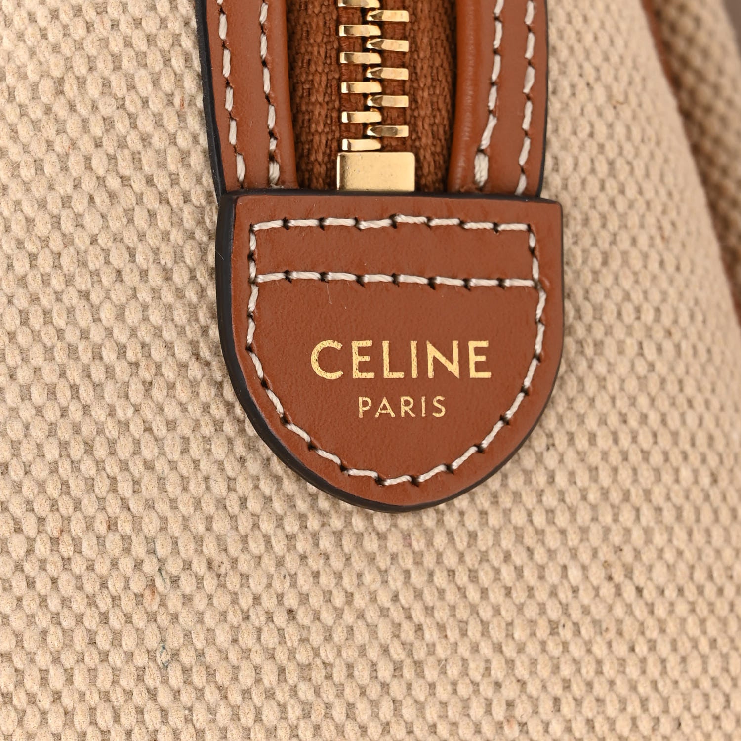 Celine Triomphe Textile Calfskin Small Boston Bag Natural Tan 6 of 10