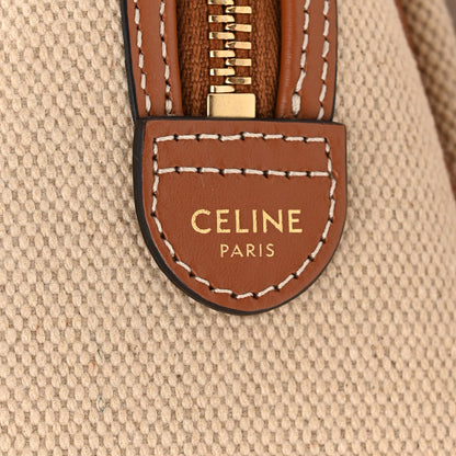 Celine Triomphe Textile Calfskin Small Boston Bag Natural Tan 6 of 10