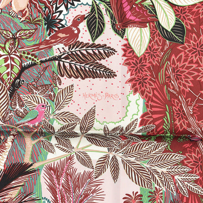 Hermes Silk Wild Singapore Scarf 90 Rose Vert Bordeaux 2 of 3