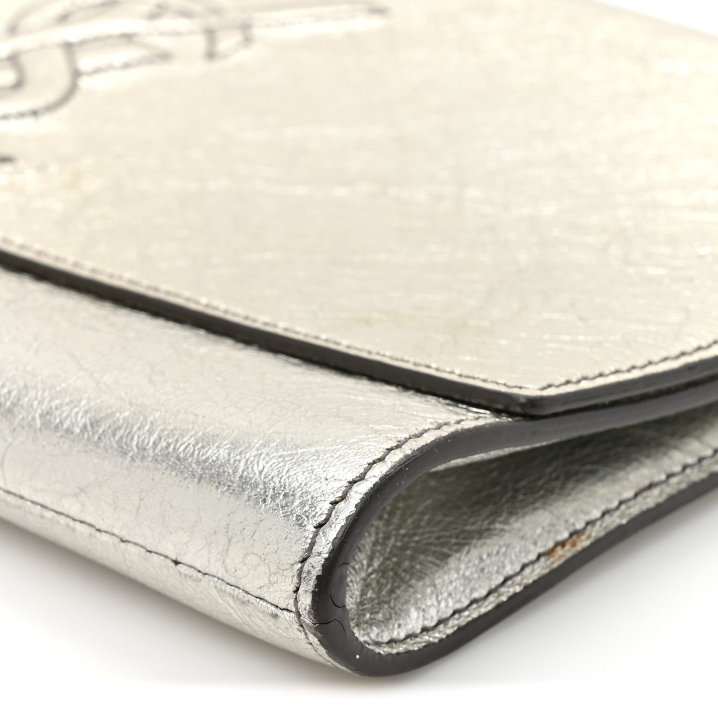 Metallic Calfskin Monogram Large Belle De Jour Clutch Silver