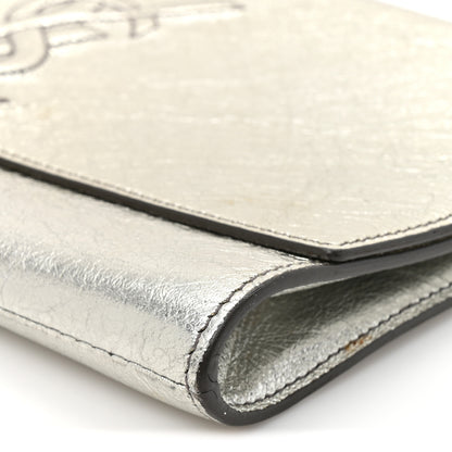 Saint Laurent Metallic Calfskin Monogram Large Belle De Jour Clutch Silver 9 of 11