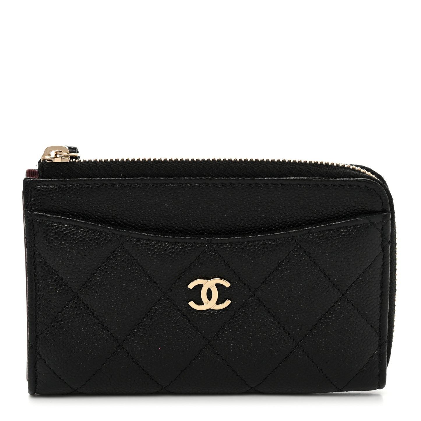 Caviar Quilted CC Zip Around Card Holder Black