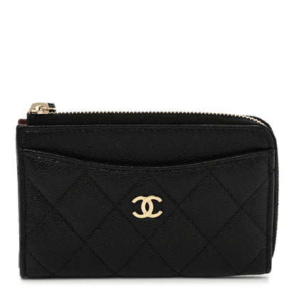 Chanel Caviar Quilted CC Zip Around Card Holder Black 2 of 15