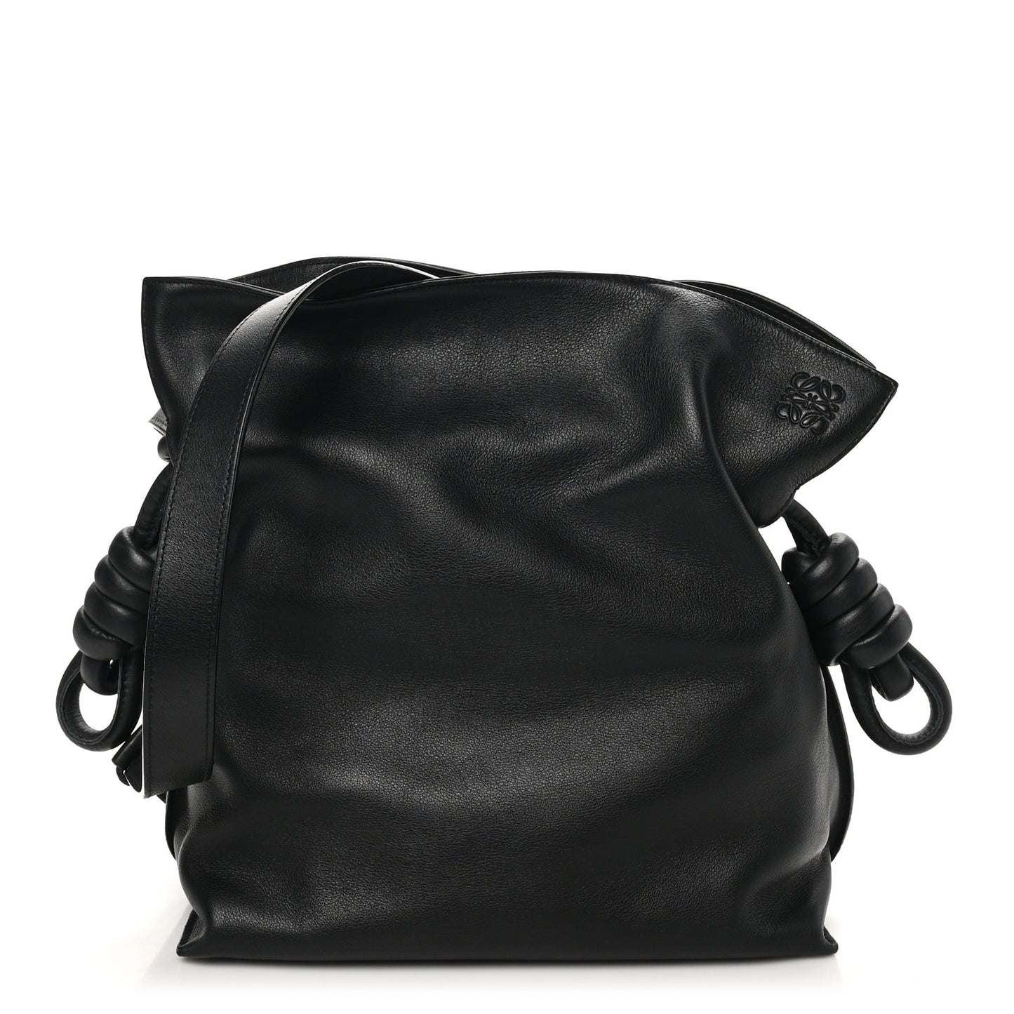 Calfskin Flamenco Knot Bag Black
