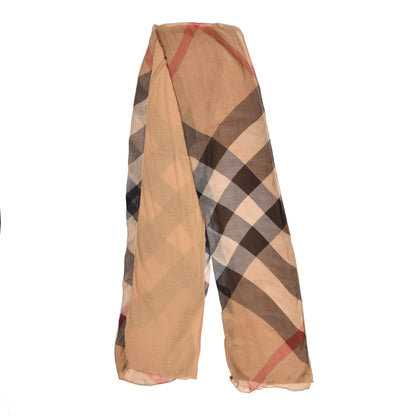Burberry Modal Silk Cashmere Mega Check Lightweight Scarf Camel 2 of 2