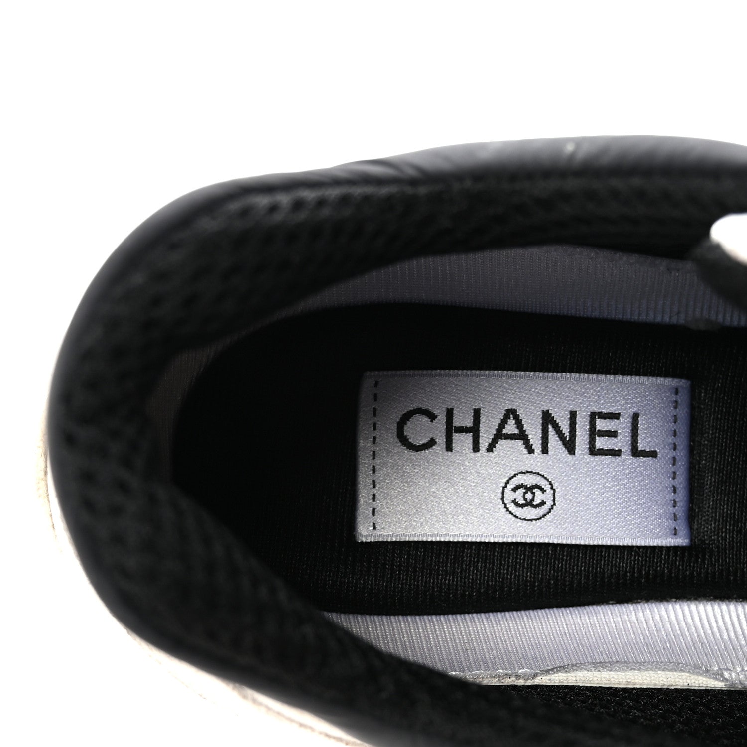 Chanel Mesh Suede Calfskin Grained Calfskin Womens CC Sneakers 36 White Black 8 of 9