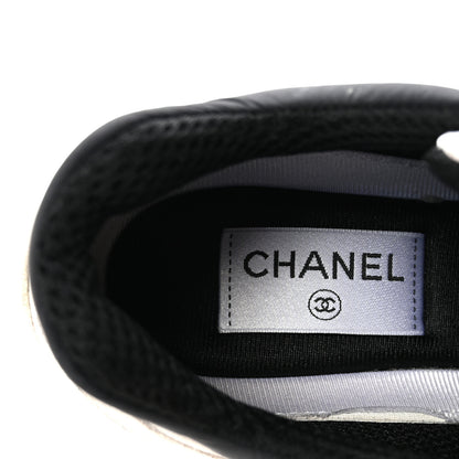 Chanel Mesh Suede Calfskin Grained Calfskin Womens CC Sneakers 36 White Black 8 of 9