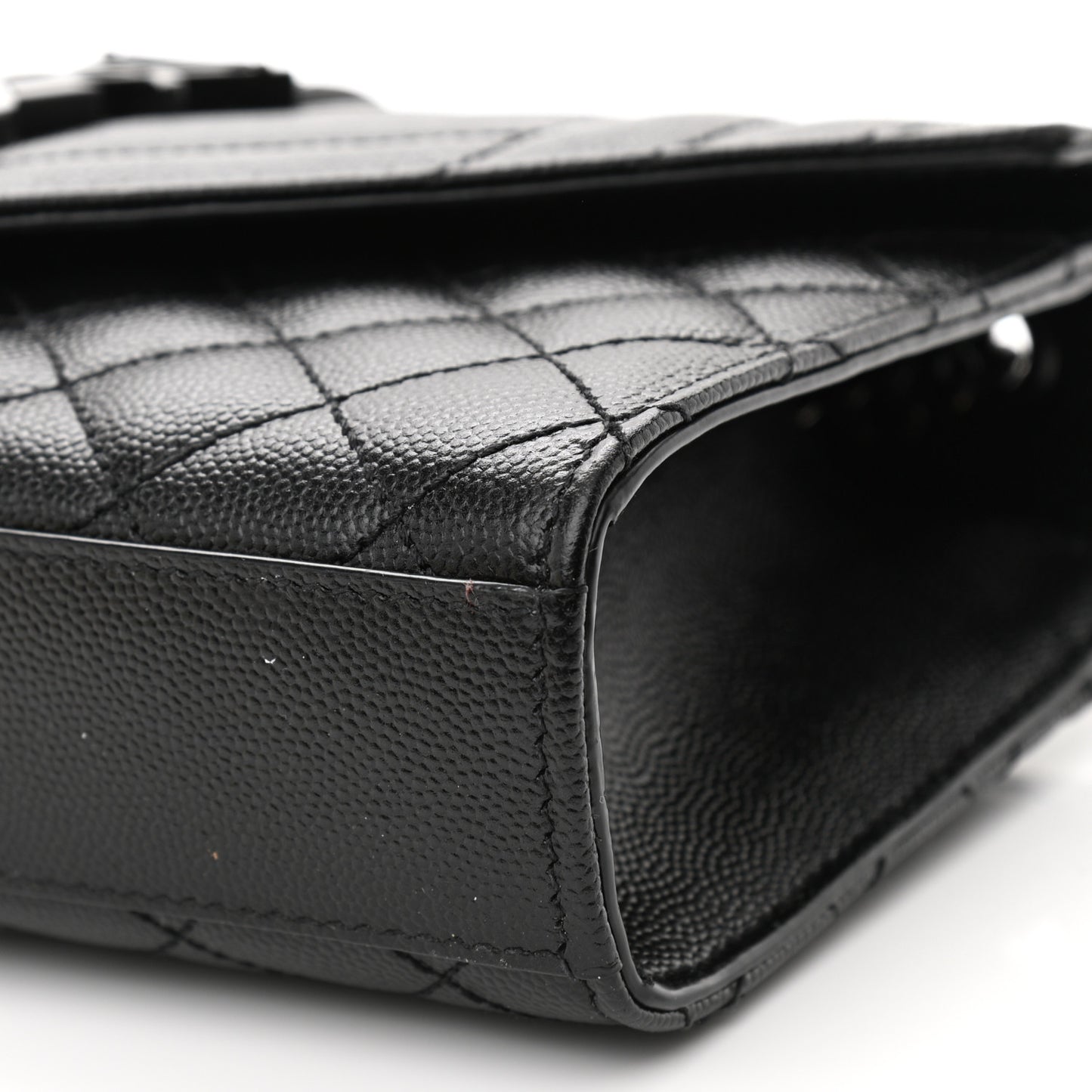 Grain De Poudre Textured Mixed Matelasse Triquilt Small Monogram Satchel Black