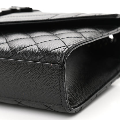 Saint Laurent Grain De Poudre Textured Mixed Matelasse Triquilt Small Monogram Satchel Black 10 of 14