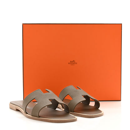 Hermes Epsom Oran Sandals 37 Etoupe 9 of 9