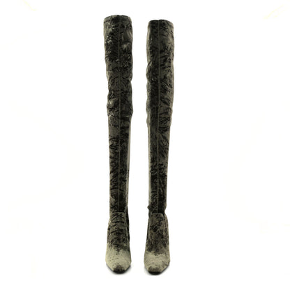 Saint Laurent Velvet Ella Knee High Boots 38.5 Bella Green 8 of 24