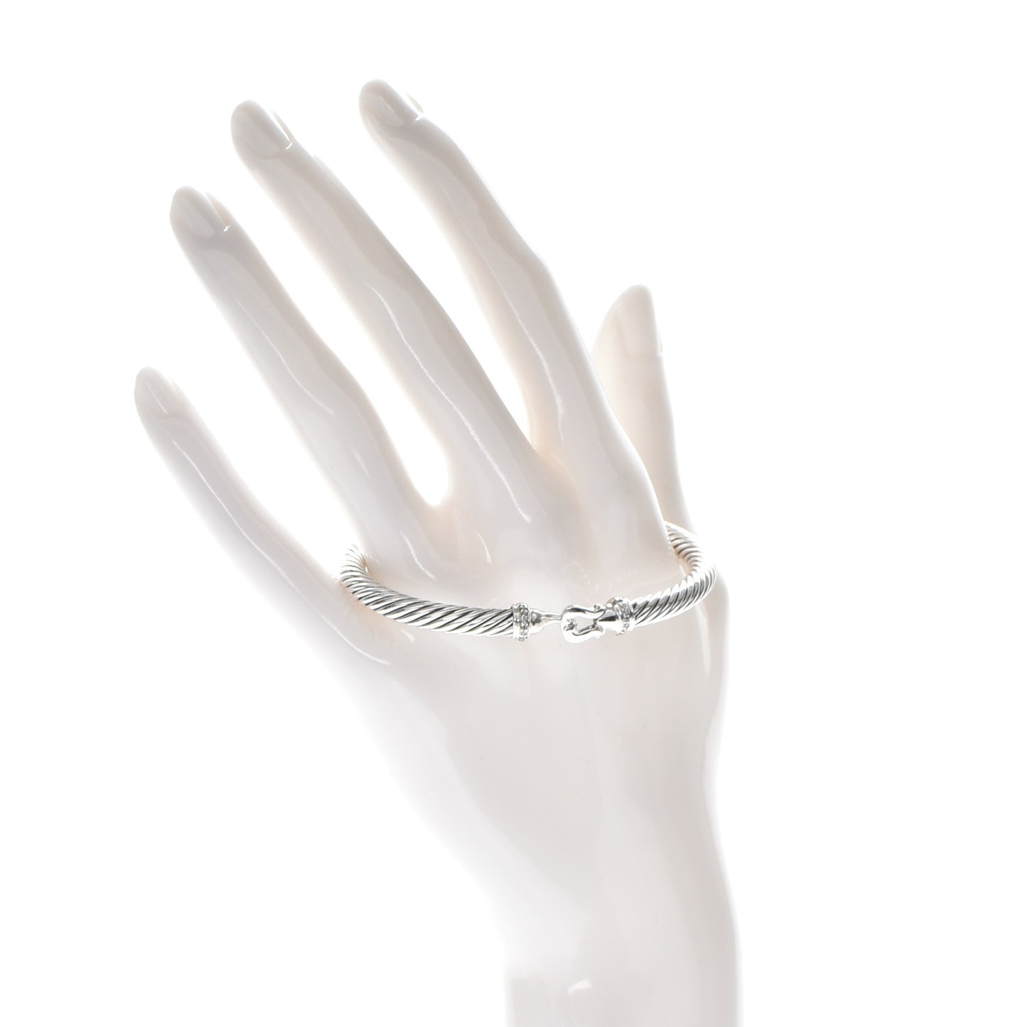 Sterling Silver Diamond 5mm Cable Buckle Bracelet