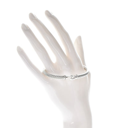 David Yurman Sterling Silver Diamond 5mm Cable Buckle Bracelet 2 of 6