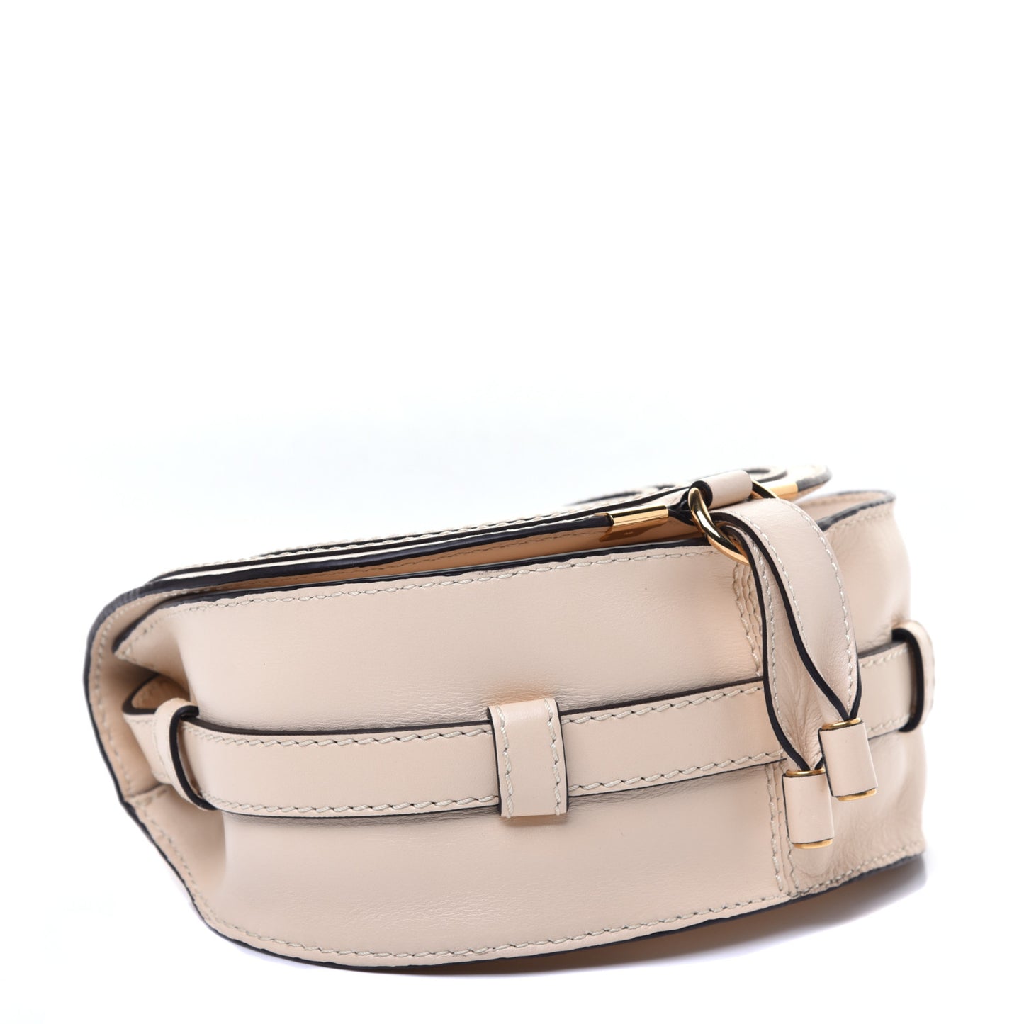 Shiny Calfskin Mini Marcie Round Crossbody Bag Blondie Beige