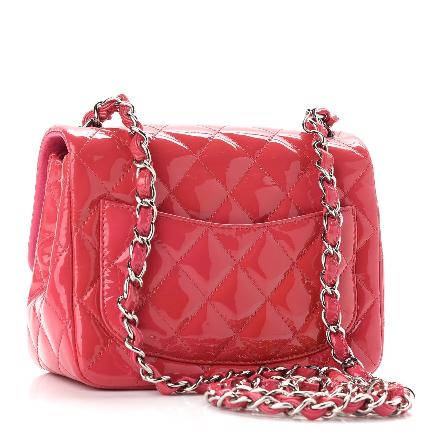 Chanel Patent Quilted Mini Square Flap Pink 2 of 8