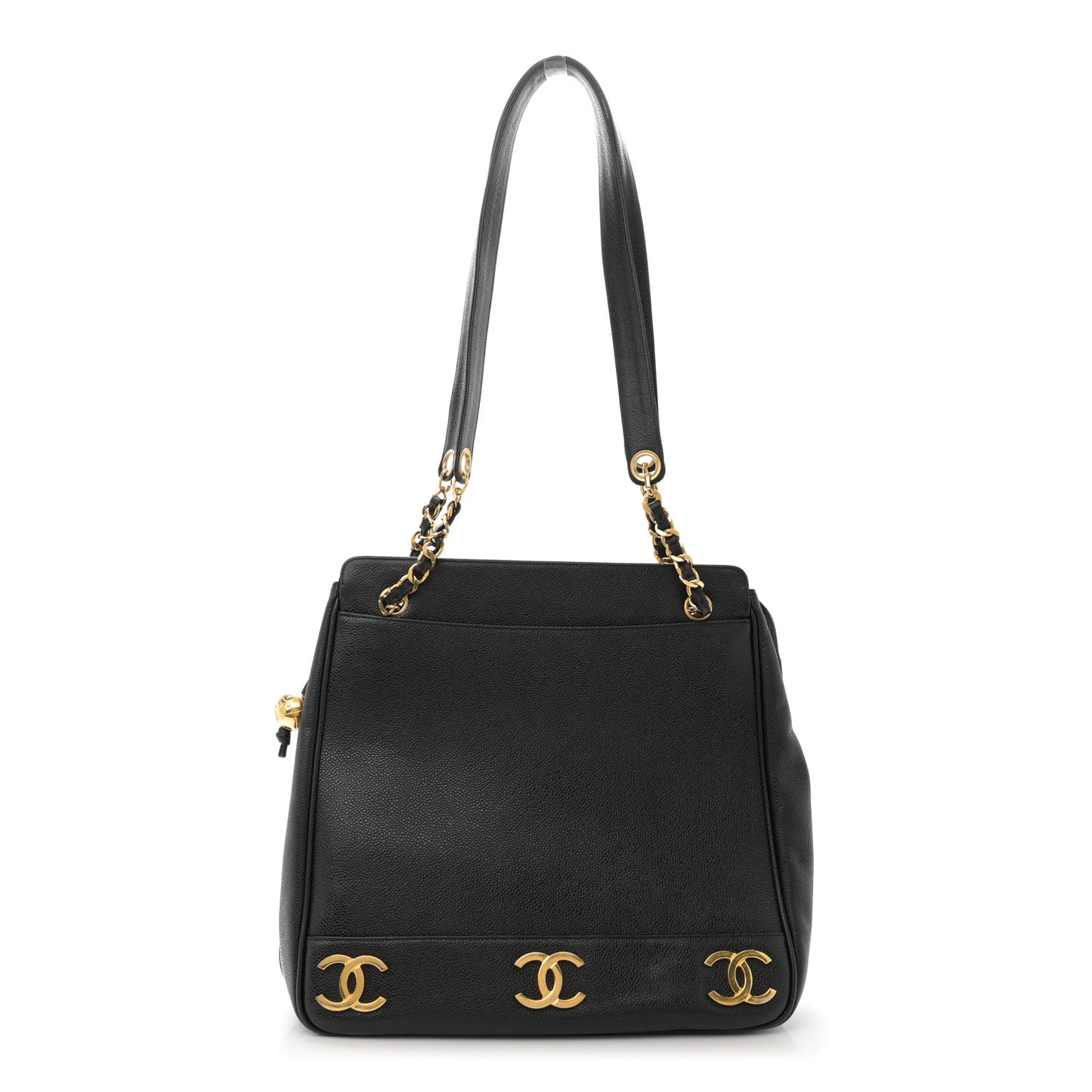 Caviar Triple CC Shoulder Bag Black