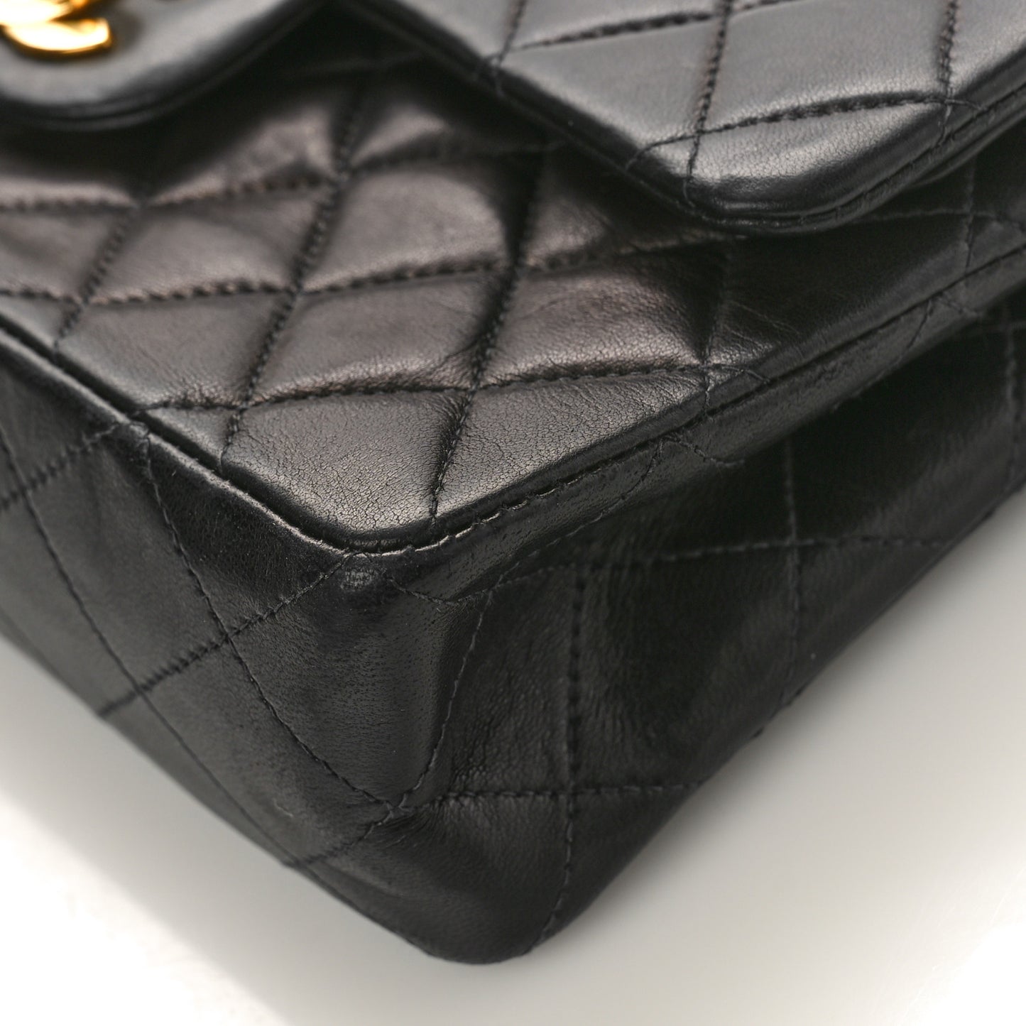 Lambskin Quilted Small Double Flap Black