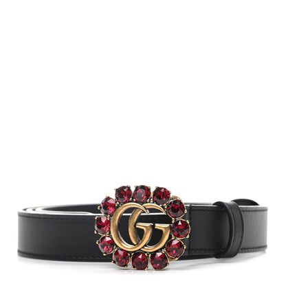 Gucci Calfskin Crystal Double G 30mm Belt 100 40 Black 1 of 5