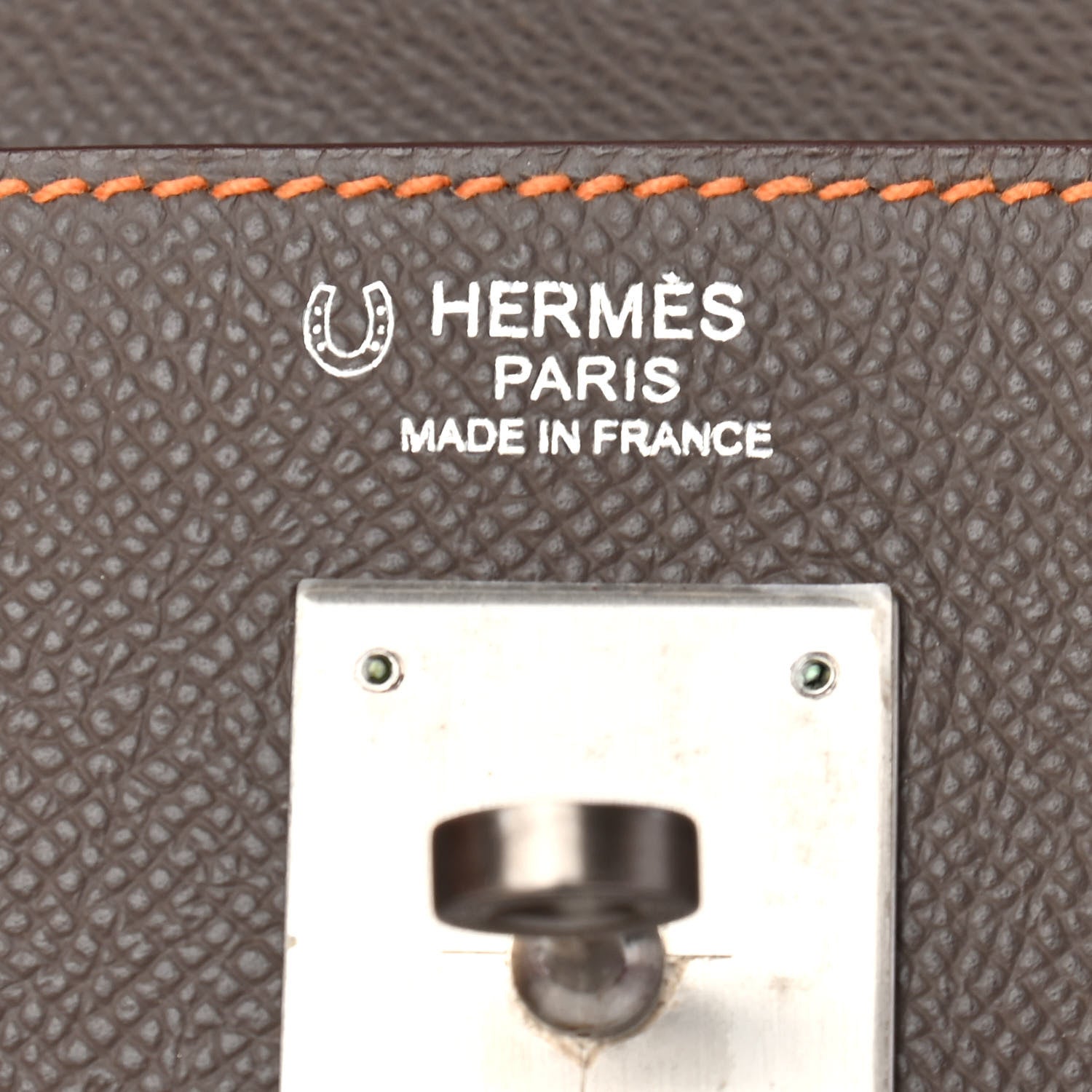 Hermes Epsom Horseshoe Kelly Retourne 32 Etain Feu 5 of 8
