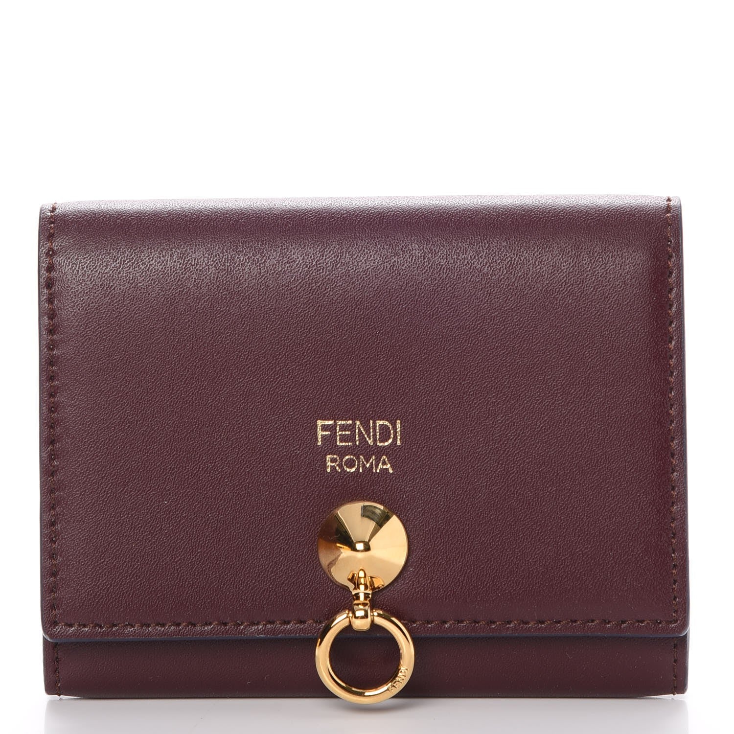 Fendi Vitello Liberty Vitello Century Bi-Color By The Way Gusseted Cardholder Bordeaux Sand 1 of 8