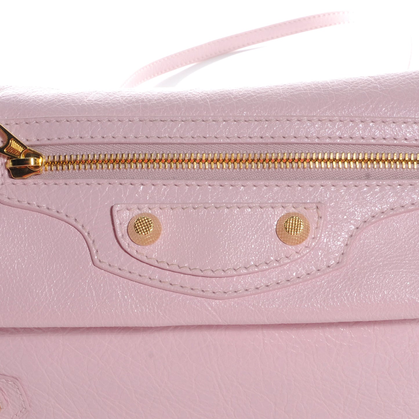 Agneau Giant 12 Gold Hardware Envelope Strap Clutch Rose Poudre
