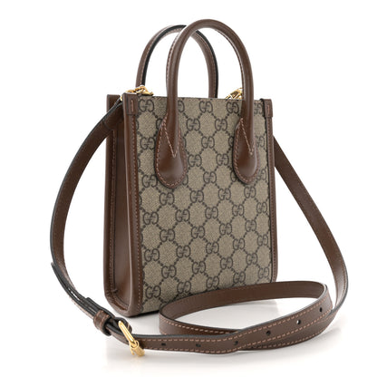 Gucci GG Supreme Monogram Azalea Calfskin Mini Retro Interlocking G Tote Bag Beige Ebony Brown Sugar 3 of 15