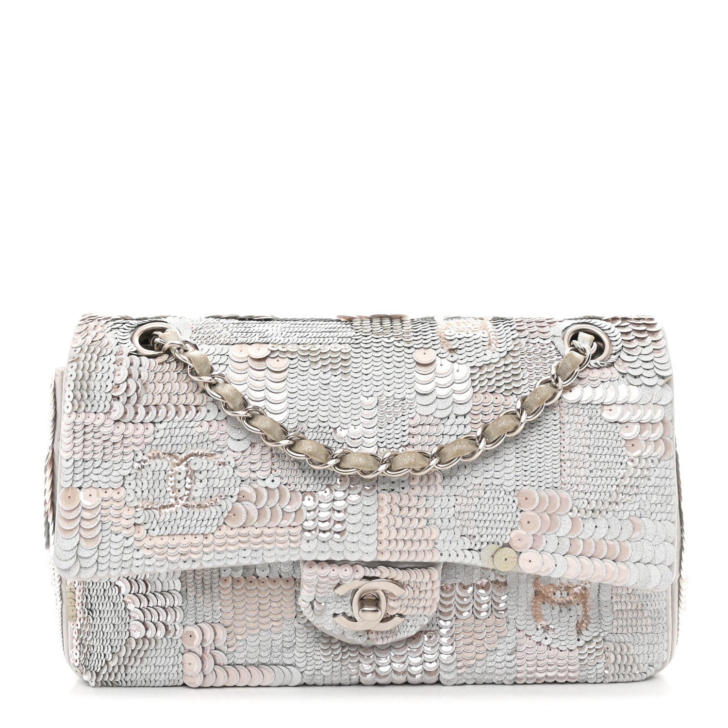 Chanel Sequin CC Small Double Flap Silver 1 of 10
