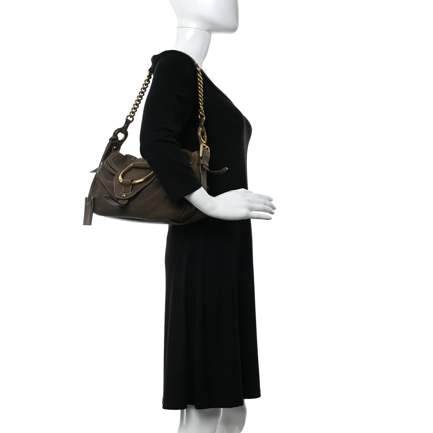 Grained Calfskin D Ring Hobo Flap Brown
