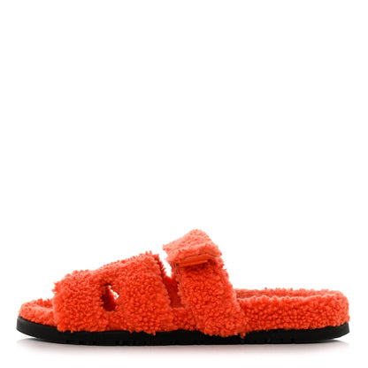 Hermes Woolskin Womens Chypre Sandals 39.5 Orange 1 of 11