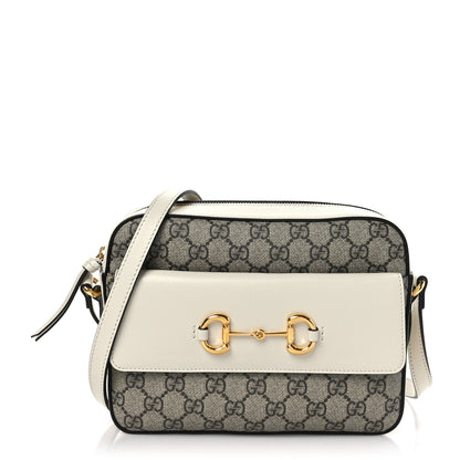 Gucci GG Supreme Monogram Small Horsebit 1955 Shoulder Bag Beige Mystic White 1 of 10