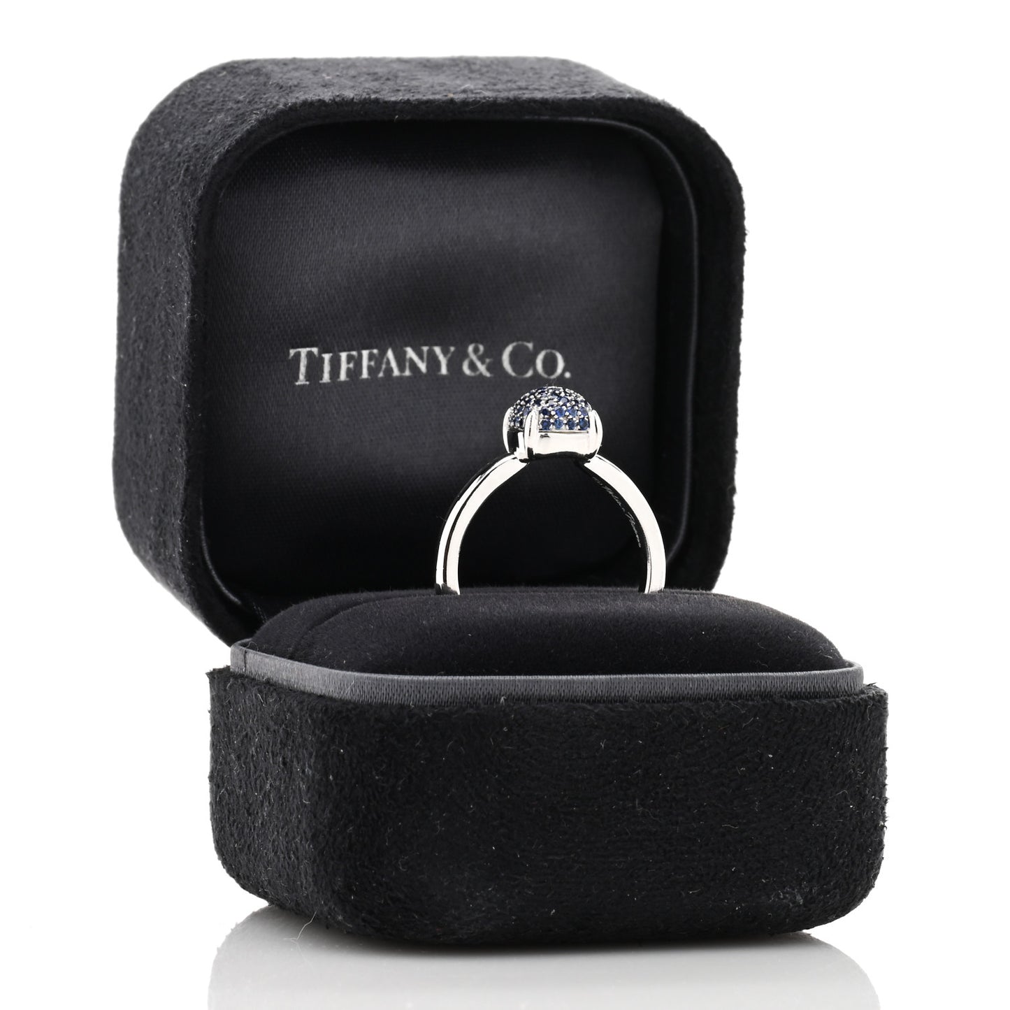 18K White Gold Blue Sapphire 7mm Paloma's Sugar Stacks Ring 52 6